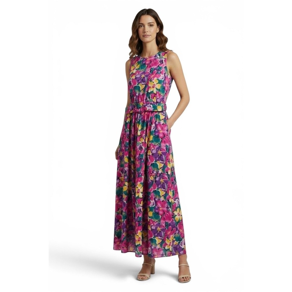 Vintage 90s ED Michaels Rayon Floral Maxi Dress 13/14 Fits Medium Cottagecore‎
